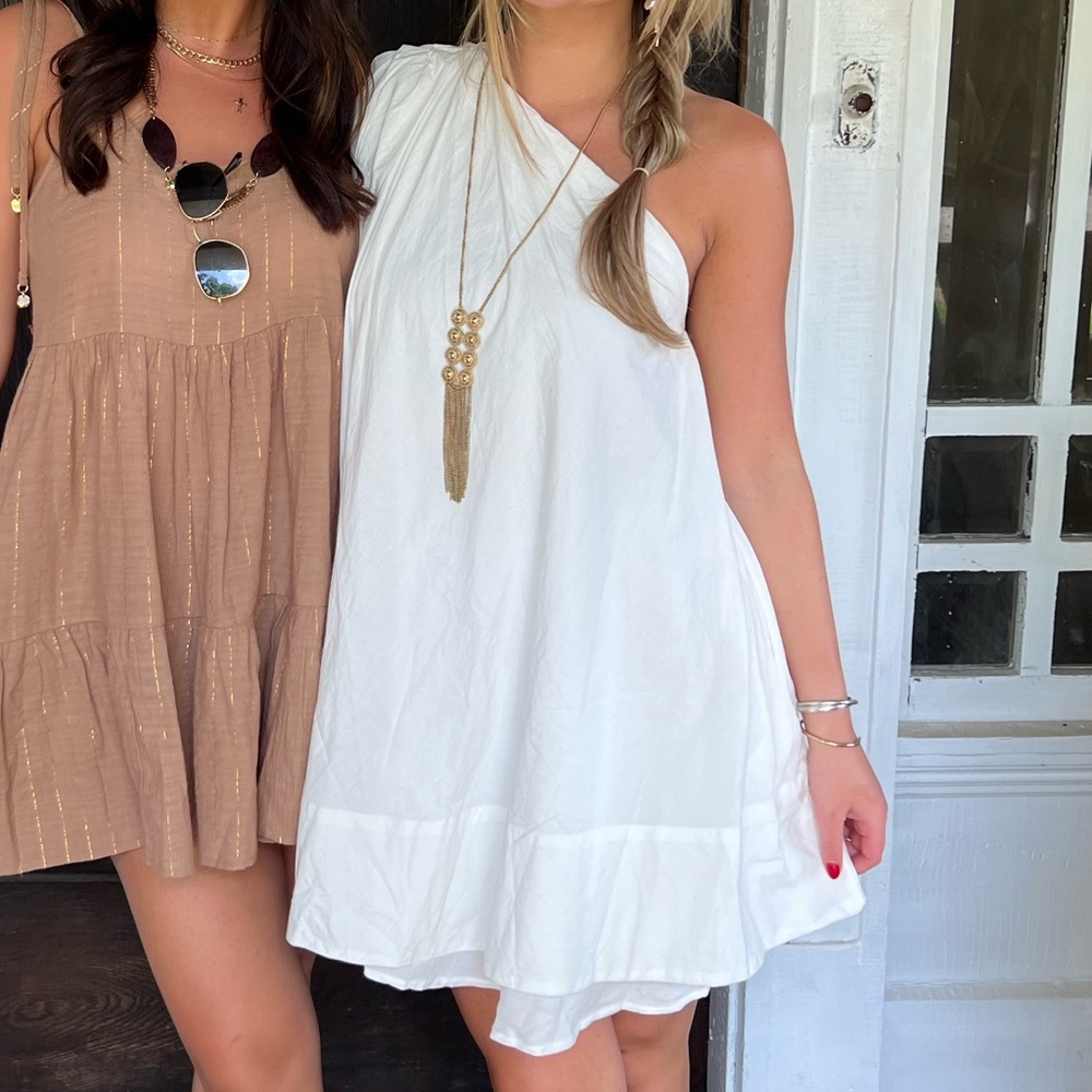 Free People One-Shoulder Mini Dress in White
